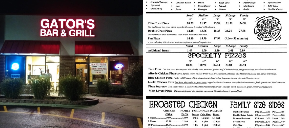 Gators Bar & Grill Menu