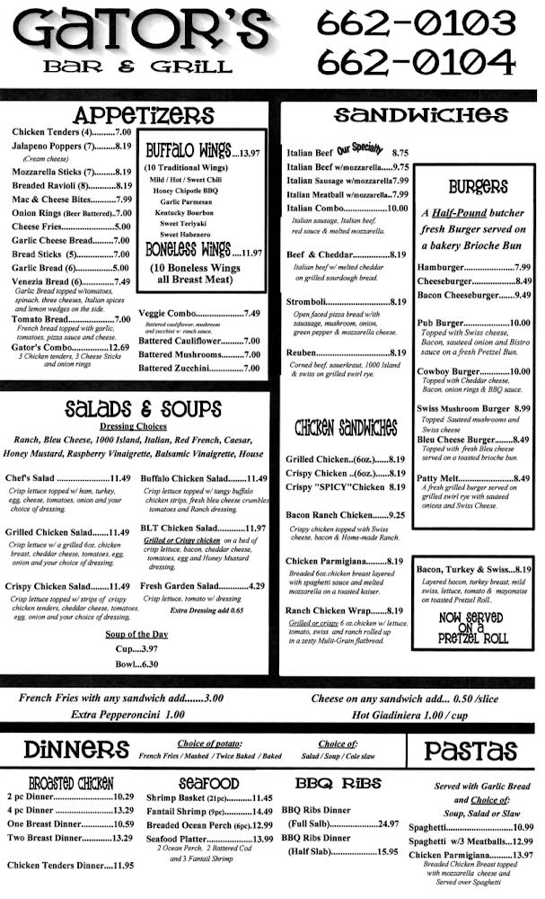 Gators Bar & Grill Menu image 2
